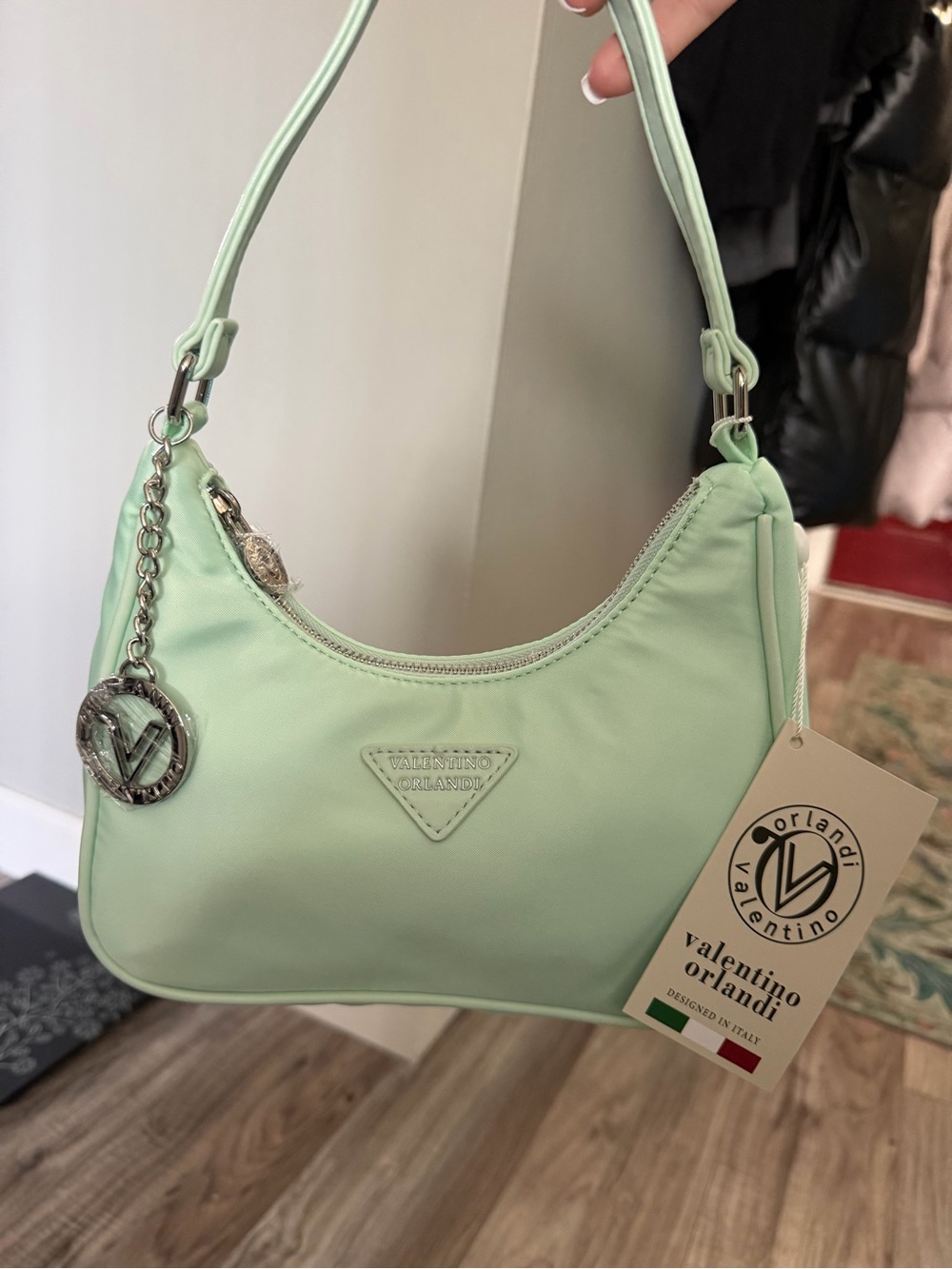 Valentino Orlandi Mint Green Shoulder Bag with Branded Charm